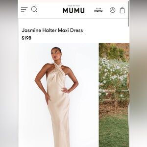 Jasmine Halter Maxi Dresses in Champagne Satin Luxe